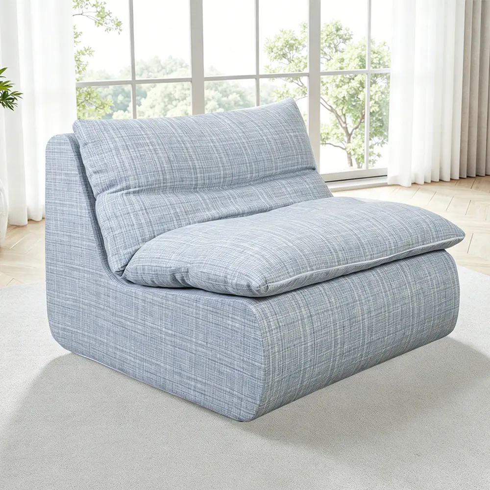 Asul na single sofa na may naaalis na sponge padding