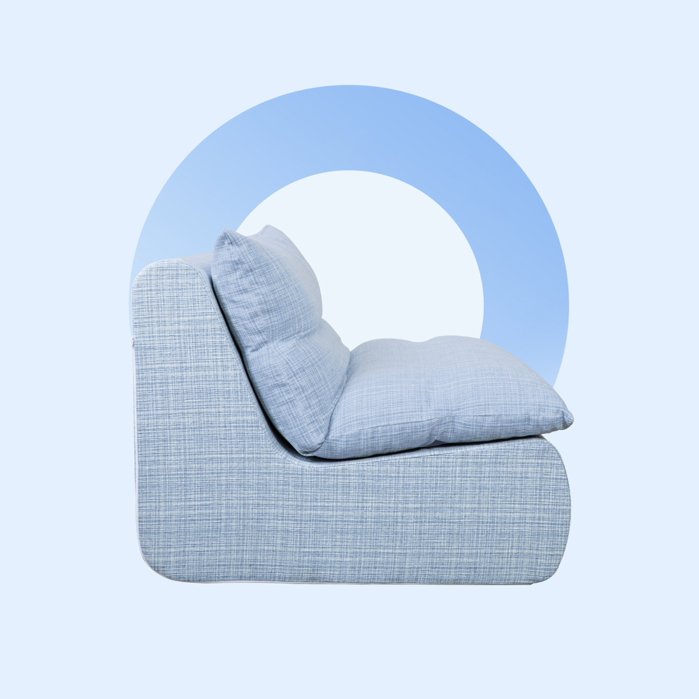 Asul na single sofa na may naaalis na sponge padding Asul na single sofa na may naaalis na sponge padding