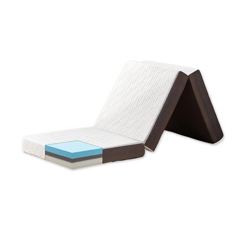 Memory foam gel triple fold mattress
