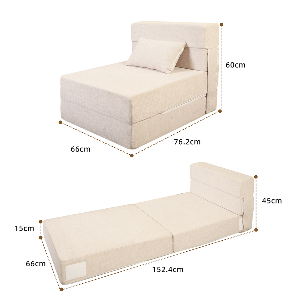 Puting natitiklop na sofa