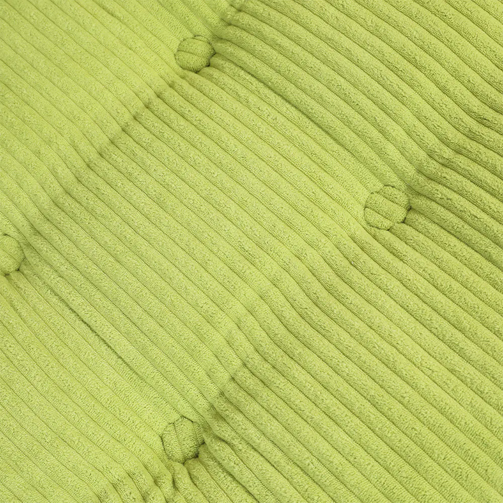 Green striped sofa na may mga strap