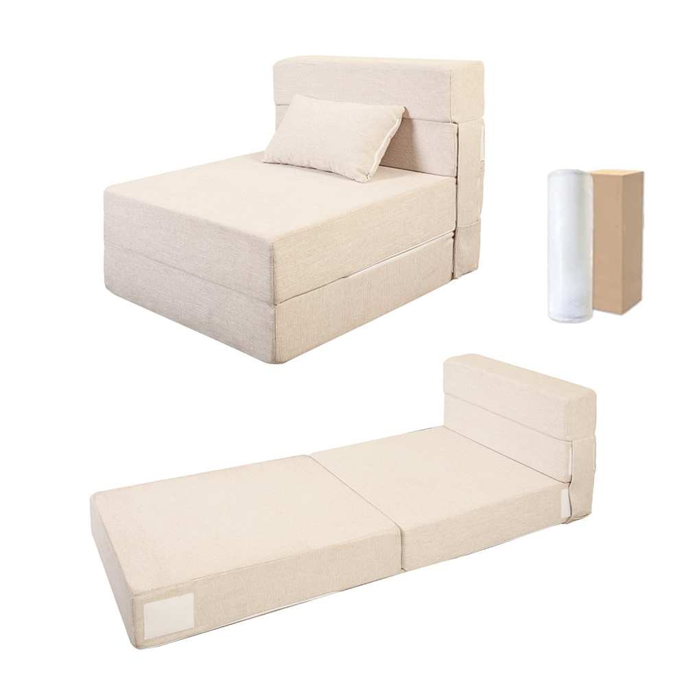 Puting natitiklop na sofa