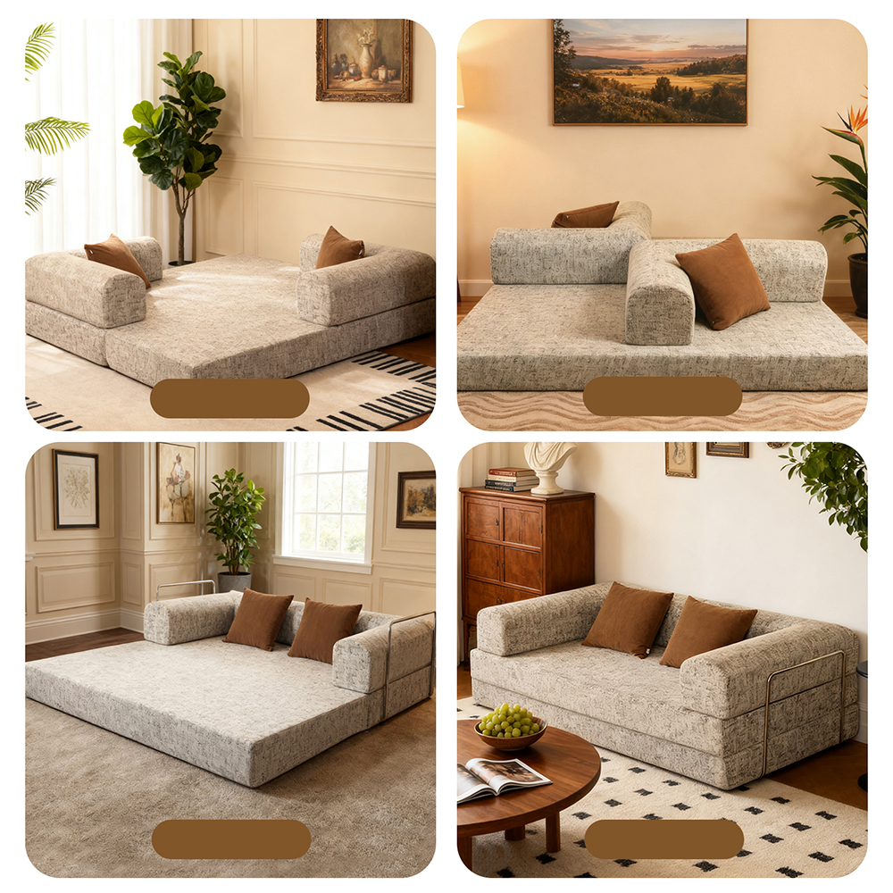 U-shaped semi-enclosed double sofa