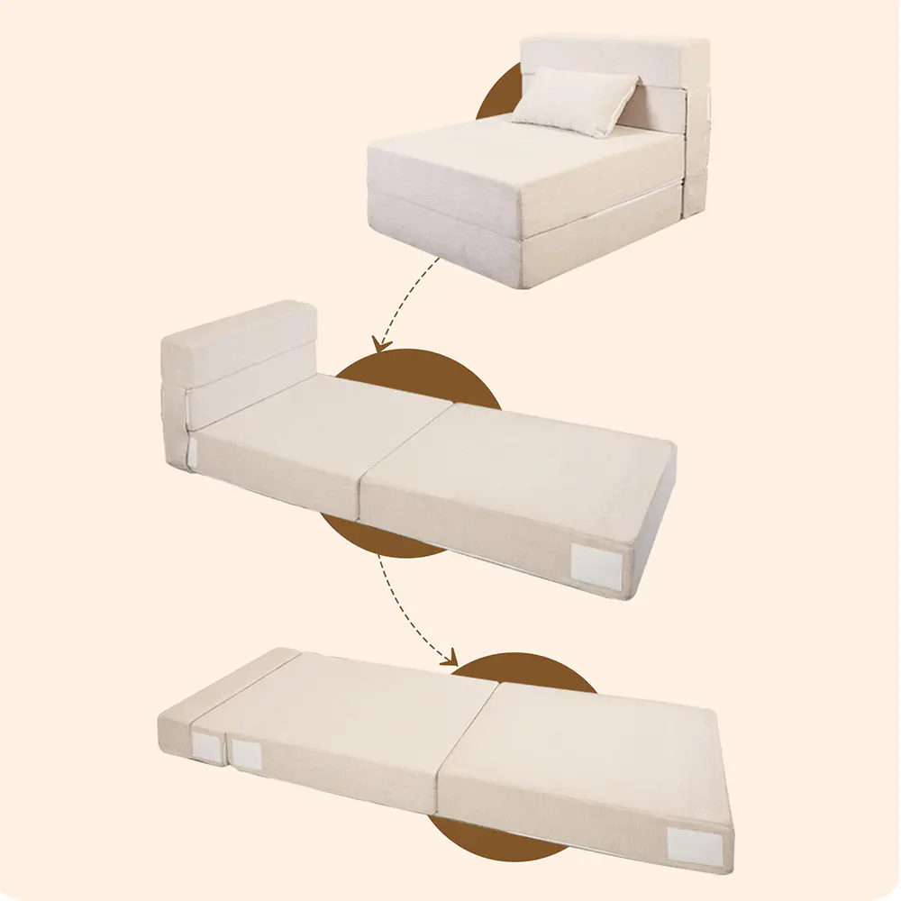 Puting natitiklop na sofa