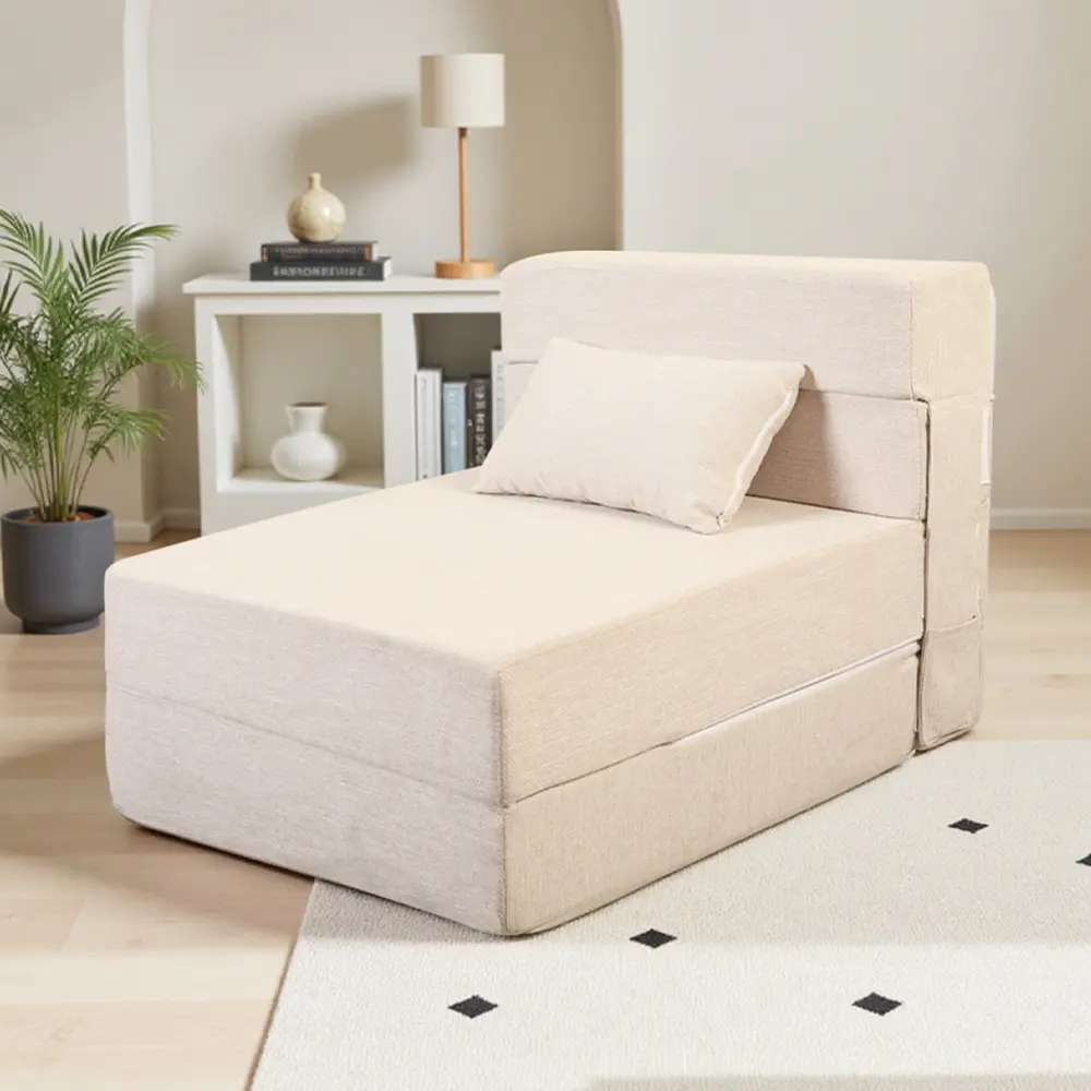 Puting natitiklop na sofa